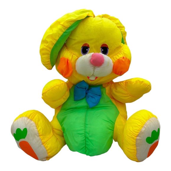Tb Trading Co Plush Nylon Bunny Rabbit Carrot Feet Yellow Green Vintage 13” Sit - Picture 1 of 10